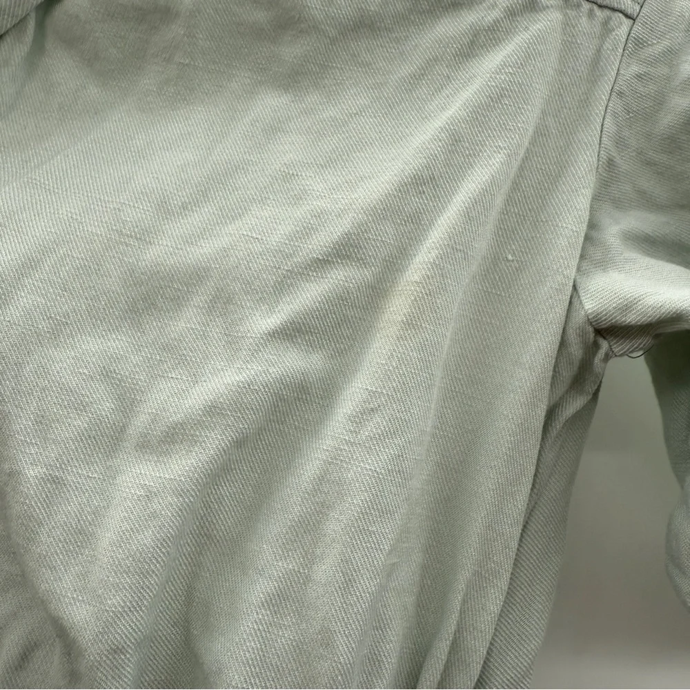 Thakoon Mint Green Romper Women’s Size 10 Linen‎ Blend Tie Front Elastic Waist - Picture 8 of 13